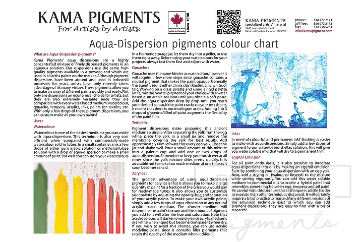 AC-CC0039, Compact Color Chart, KAMA Aqua-Dispersions (FR)