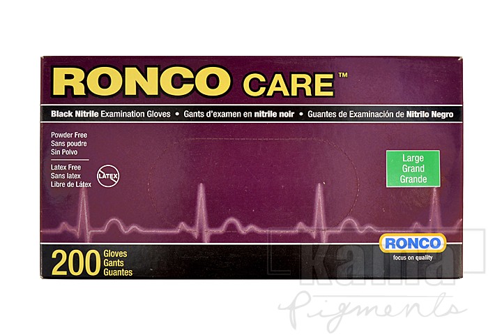AC-GA0098, Black nitrile gloves Ronco Care, 3 mil -large 200 box