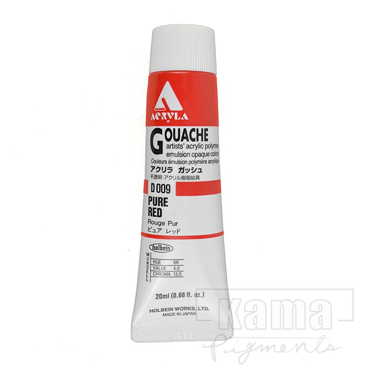 PG-HB0009, Holbein acryla des.Gouache -pure red, 20ml Tube