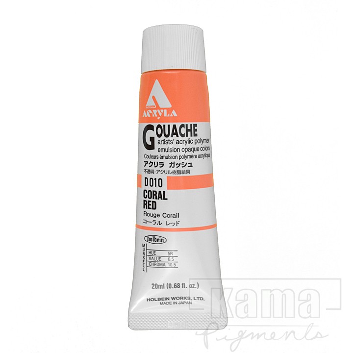 PG-HB0010, Holbein acryla des.Gouache -coral red, 20ml Tube
