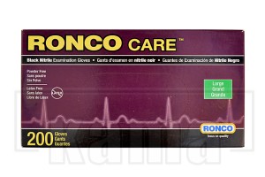 AC-GA0098, Black nitrile gloves Ronco Care, 3 mil -large 200 box