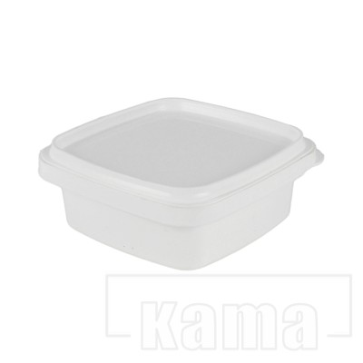 White plastic square container, tamper evident -8oz/250ml