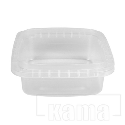 Transparent plastic square container, tamper evident -8oz/250ml