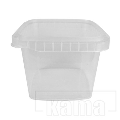 Transparent plastic square container, tamper evident -48oz/1500ml